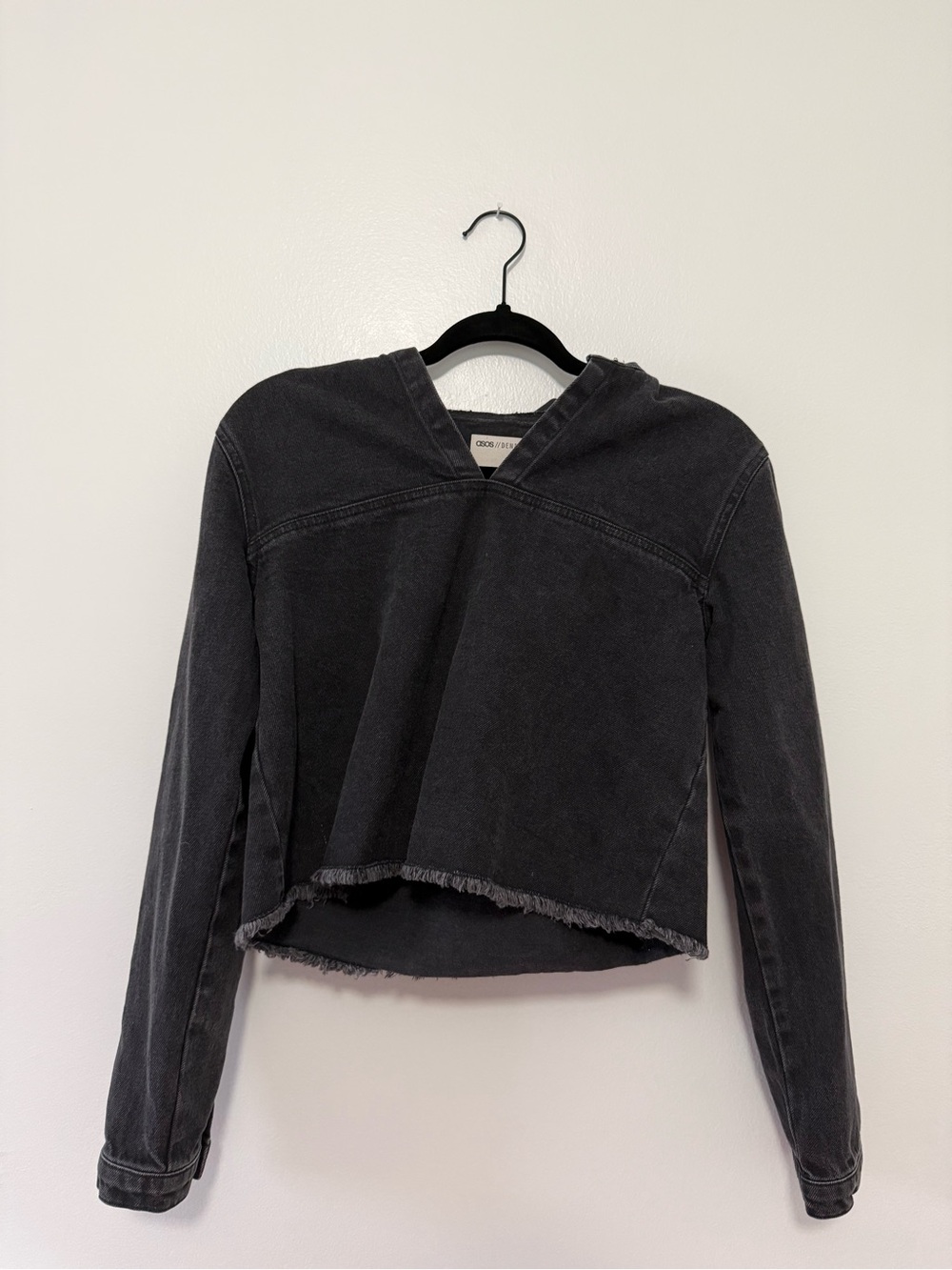 Black Hooded Cropped Top Demin Jacket